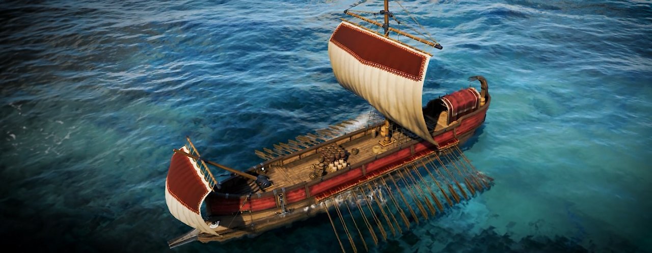 Ein Ruderschiff in Anno 117.