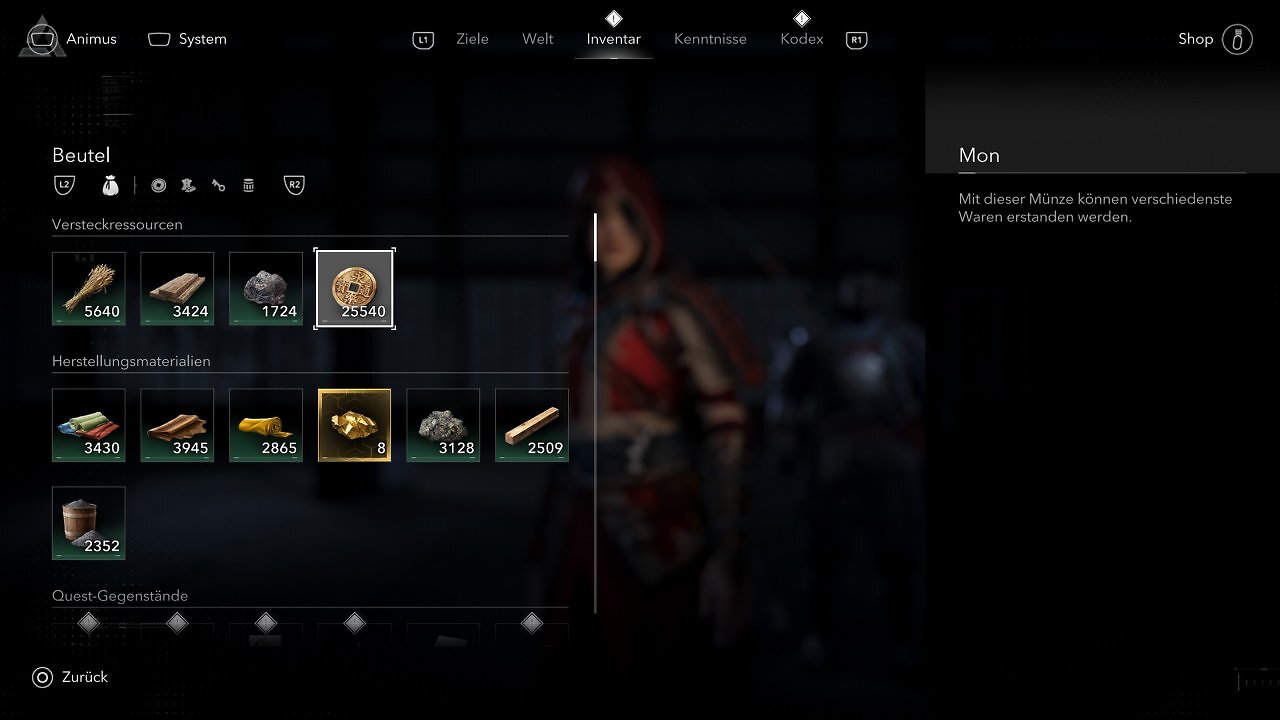 Inventar in Assassin's Creed Shadows