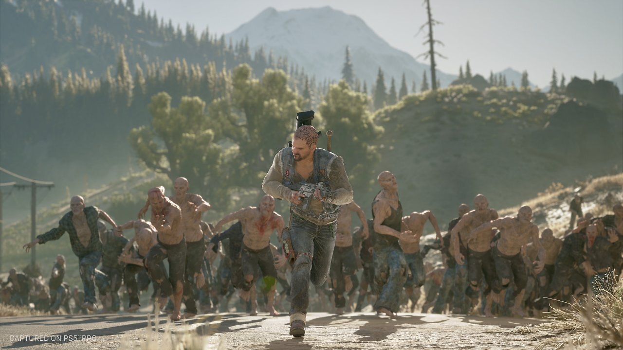 Boozer rennt im Hordemodus vor einer Horde Zombies davon.