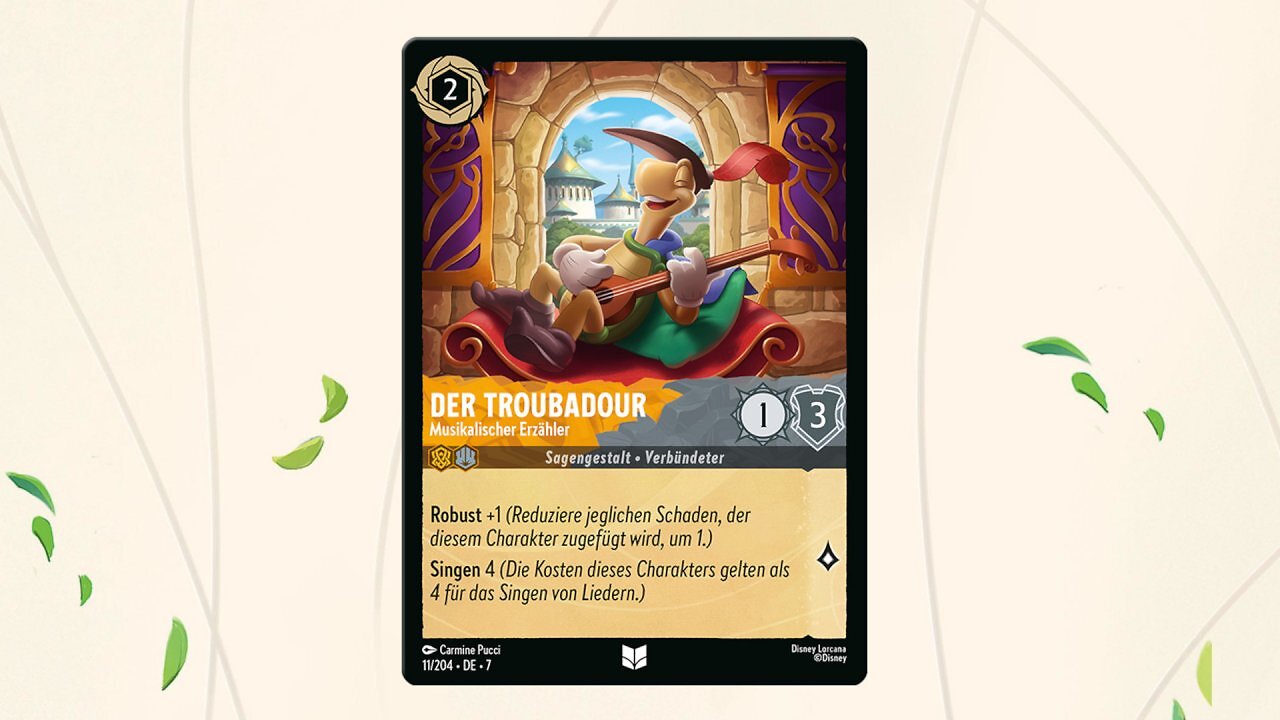 Die Doppel-Tinte-Karte von vom Troubadour aus dem TCG Disney Lorcana