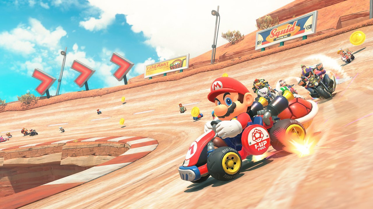 Mario auf der Super Mario Bros. Piste.