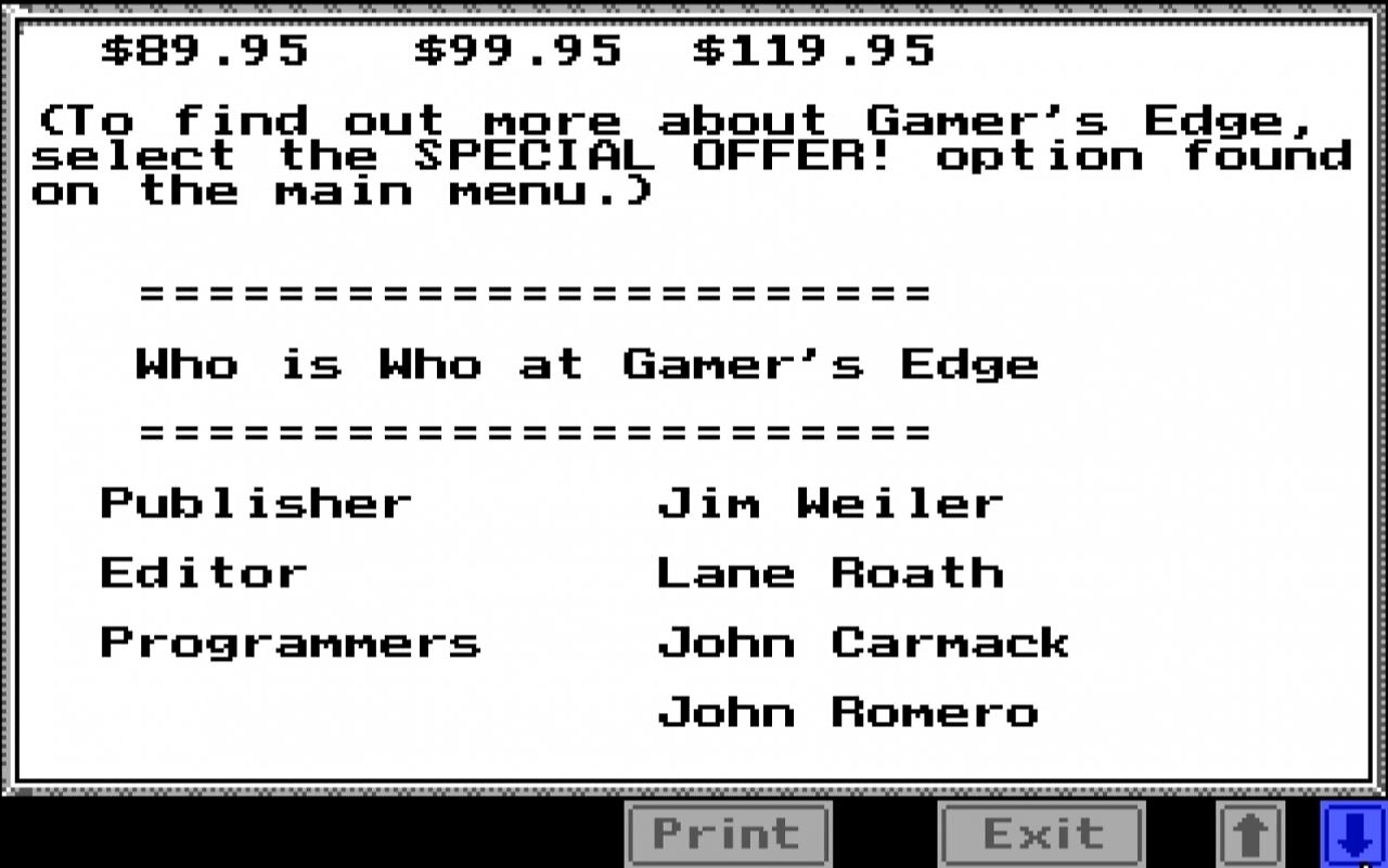 [27/06/2025] John Carmack und John Romero arbeiteten für Gamer's Edge als junge Programmierer.