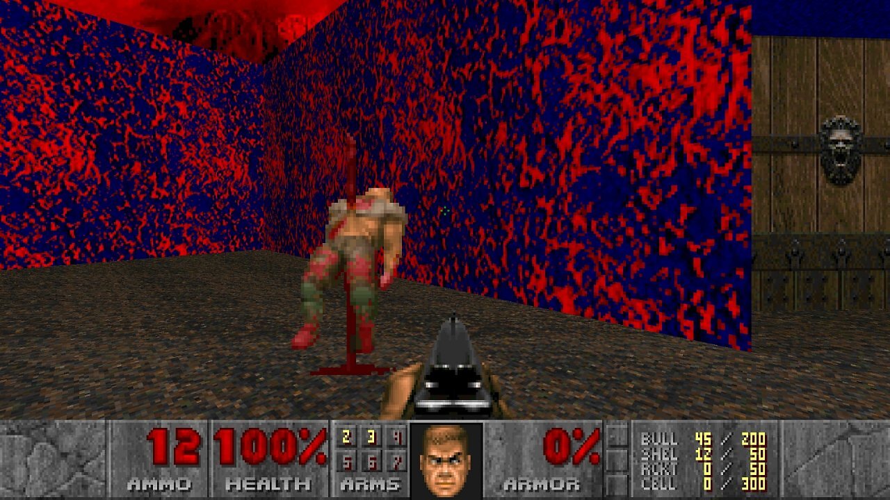 Ein aufgespießter Körper in Doom.