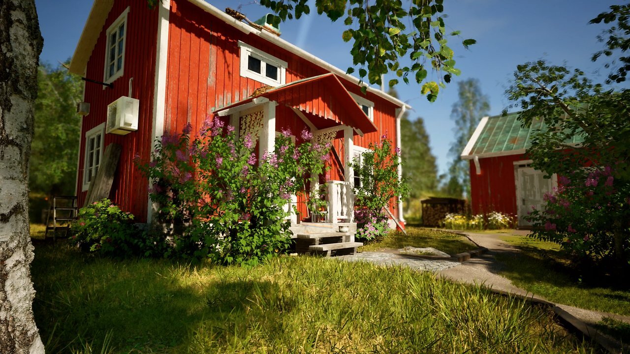Ein Haus in der von Skandinavien inspirierten Landschaft