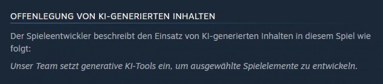 KI-Hinweis auf der Steam-Seite zu Black Ops 6.