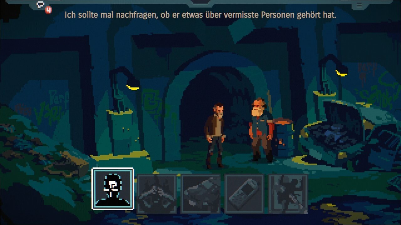 In Dialogen kommt ein simples Interface zum Einsatz. Ausgegraute Themen könnt ihr getrost ignorieren.