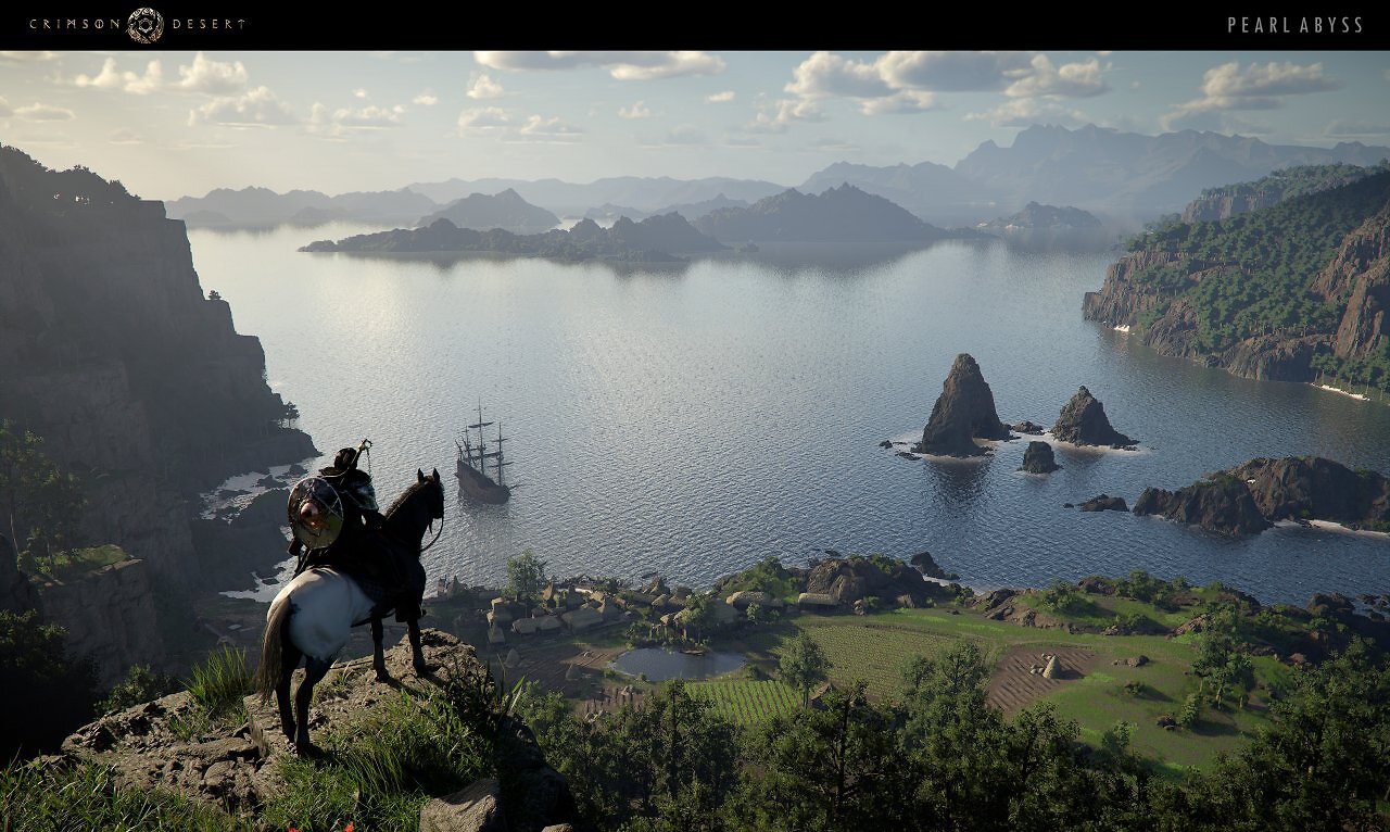 Kliff steht auf einem Pferd an einer Klippe und schaut aufs Meer.