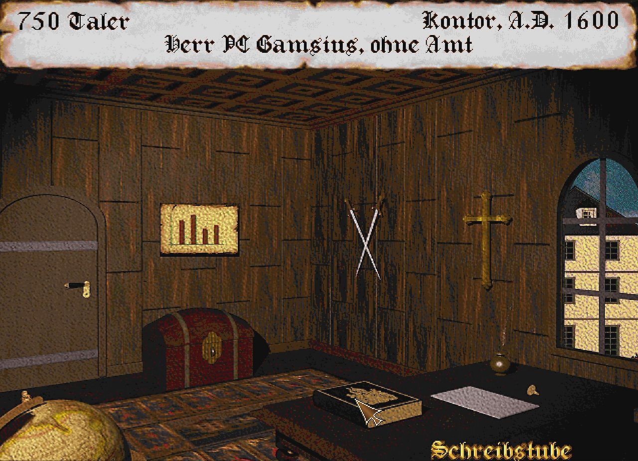 [15/08/2025] Das Arbeitszimmer von die Fugger 2 - von hier aus erreicht man alle Menüs.