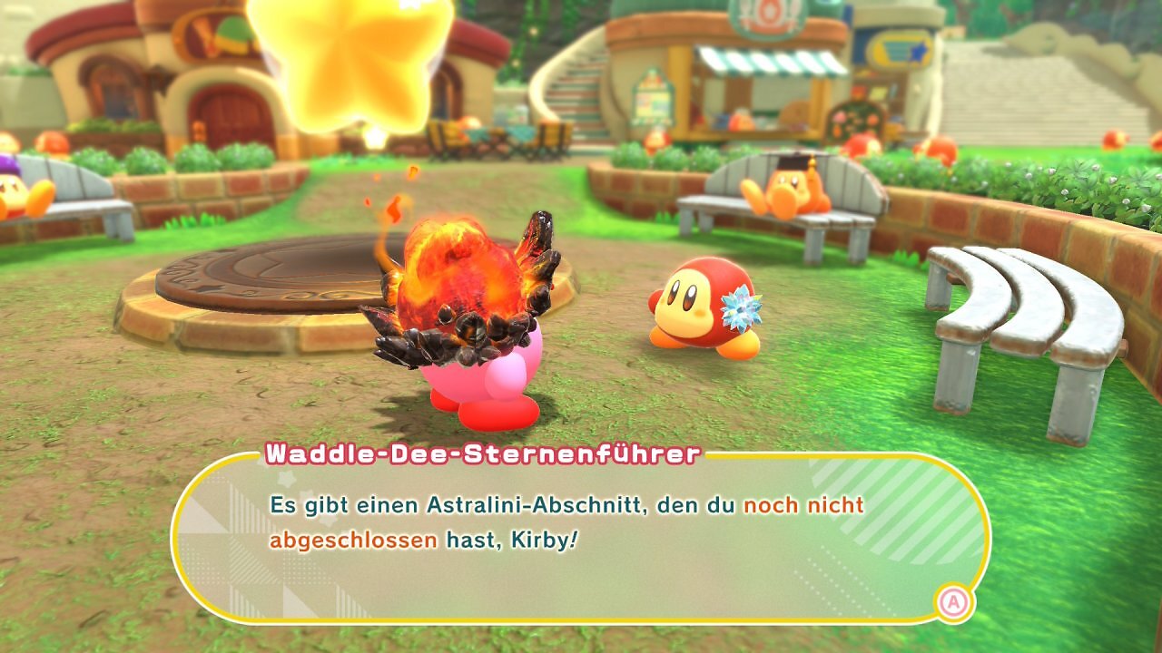 [27/08/2025] In der Waddle-Dee-Stadt wartet nun der Sternenführer auf euch. Bei ihm erfahrt ihr, ob euch gerade ein Astralini-Abschnitt zur Verfügung steht oder ob ihr erst in der Handlung vorankommen müsst.