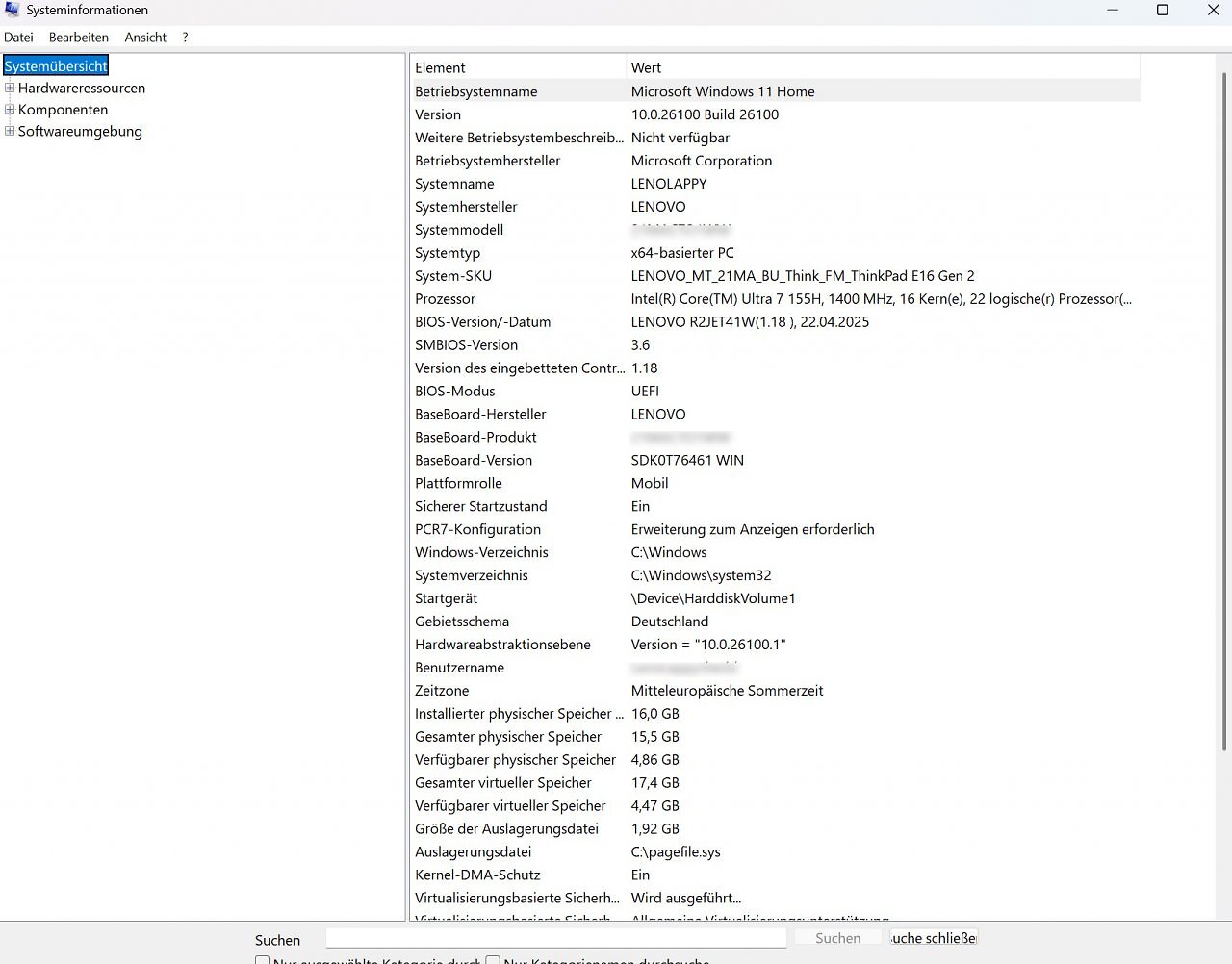 Screenshot Systeminfos