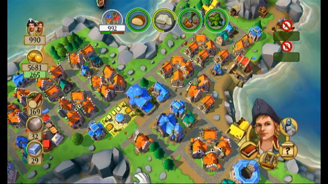 Eine ausgebaute Stadt in der Wii-Version von Anno
