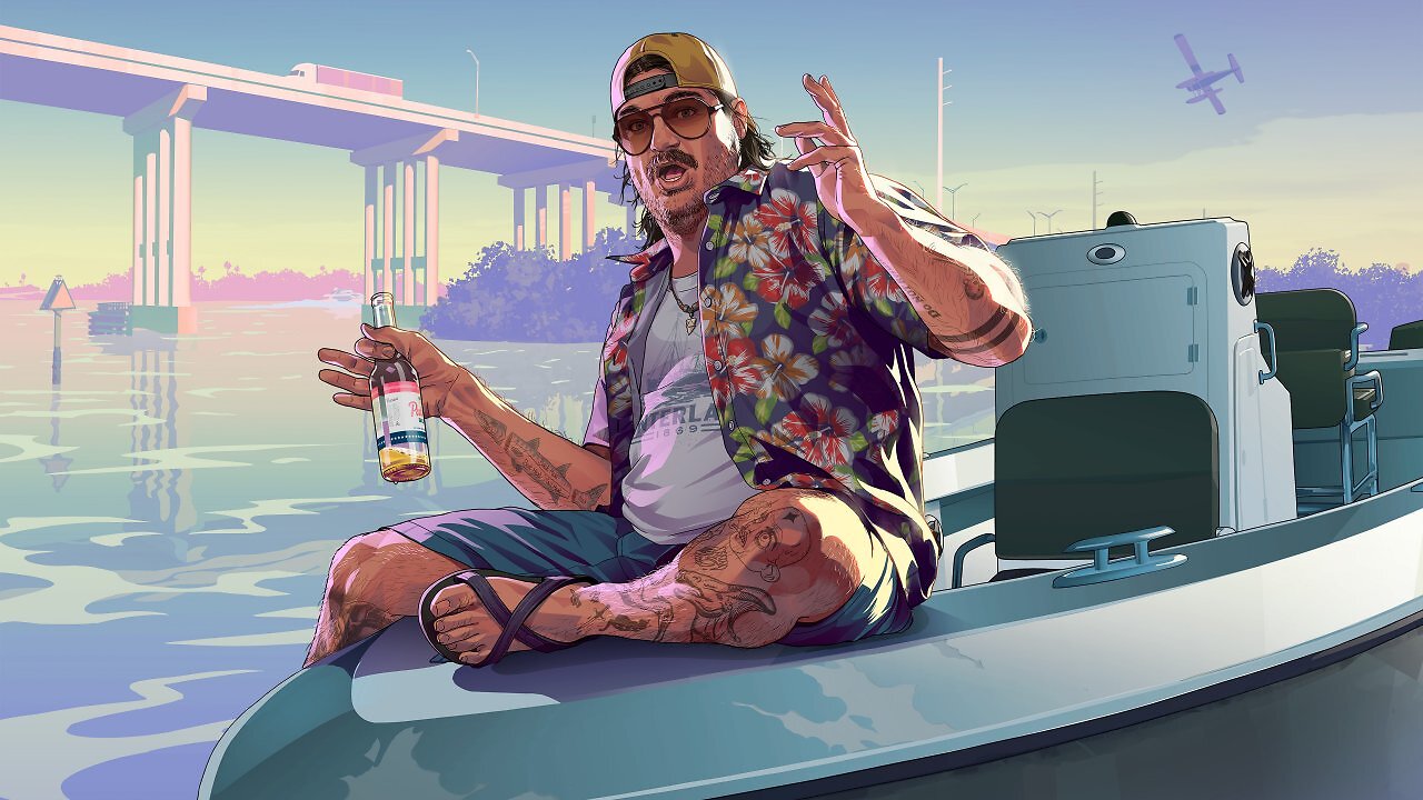 Cal Hampton auf einem Boot vor einer Brücke