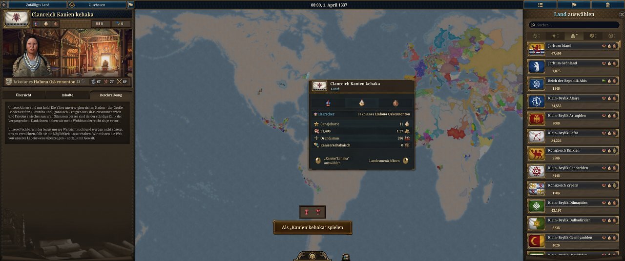Die Spieloberfläche von Europa Universalis 5: Eine farbige Landkarte mit unzähligen Menüs.