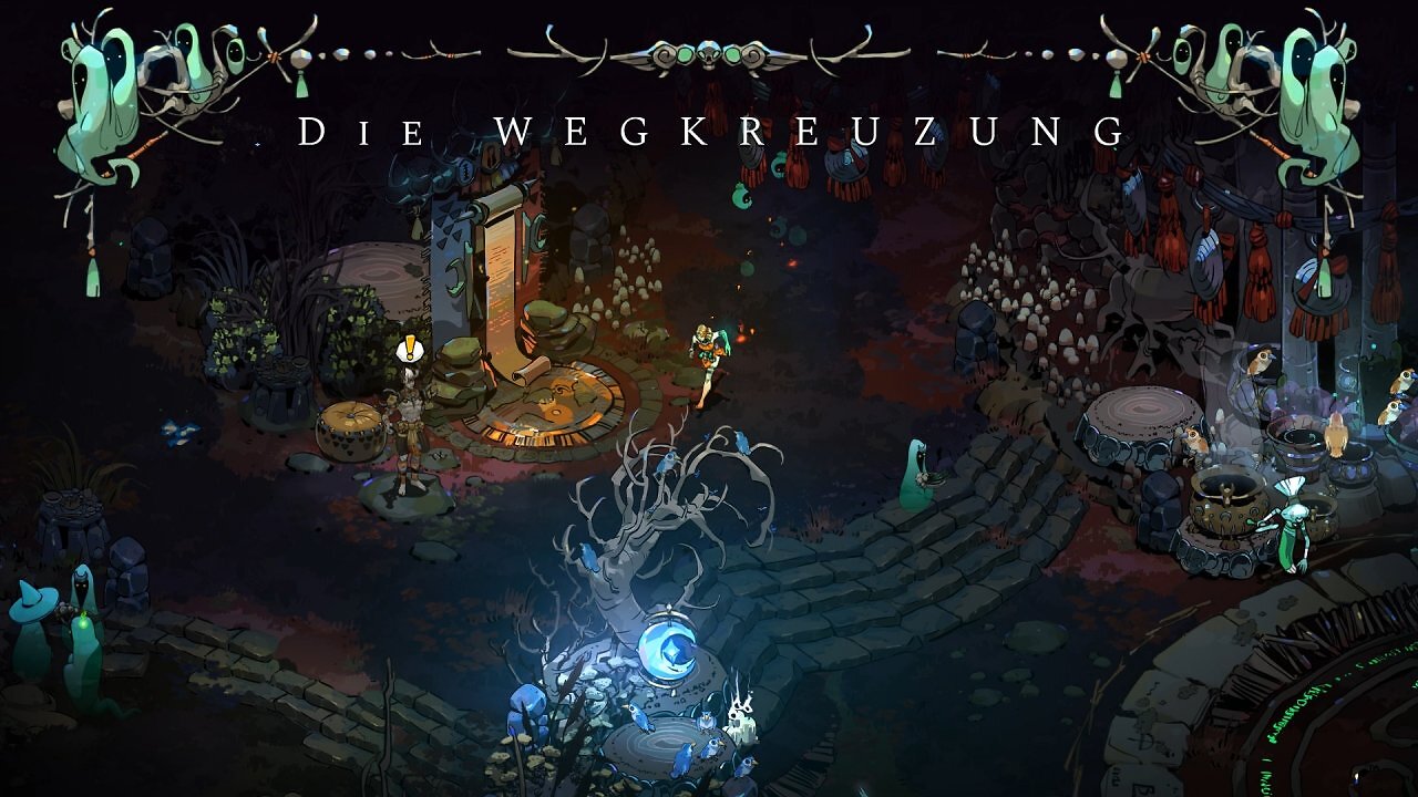 Nach jedem Sieg (oder Tod) landet Melinoe in ihrem Zuhause, der Wegkreuzung in der Unterwelt.