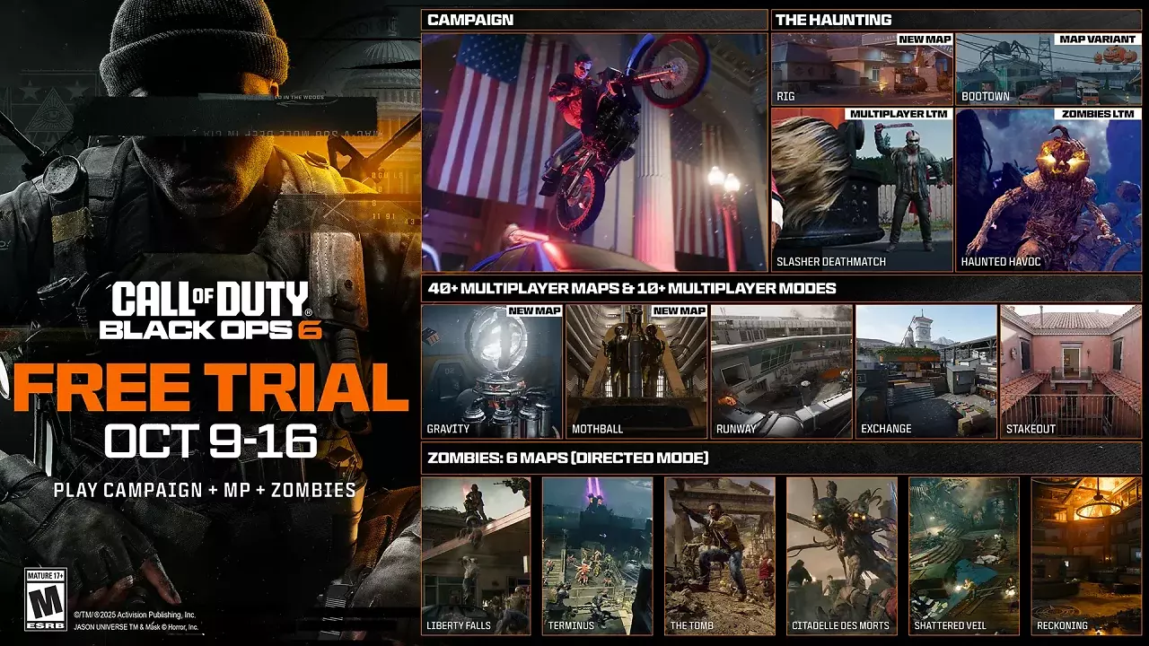 [09/10/2025] Hier seht ihr sämtliche Inhalte, die während der kostenlosen Testphase von Call of Duty: Black Ops 6 im Zeitraum vom 9. bis 16. Oktober ausprobiert werden können.