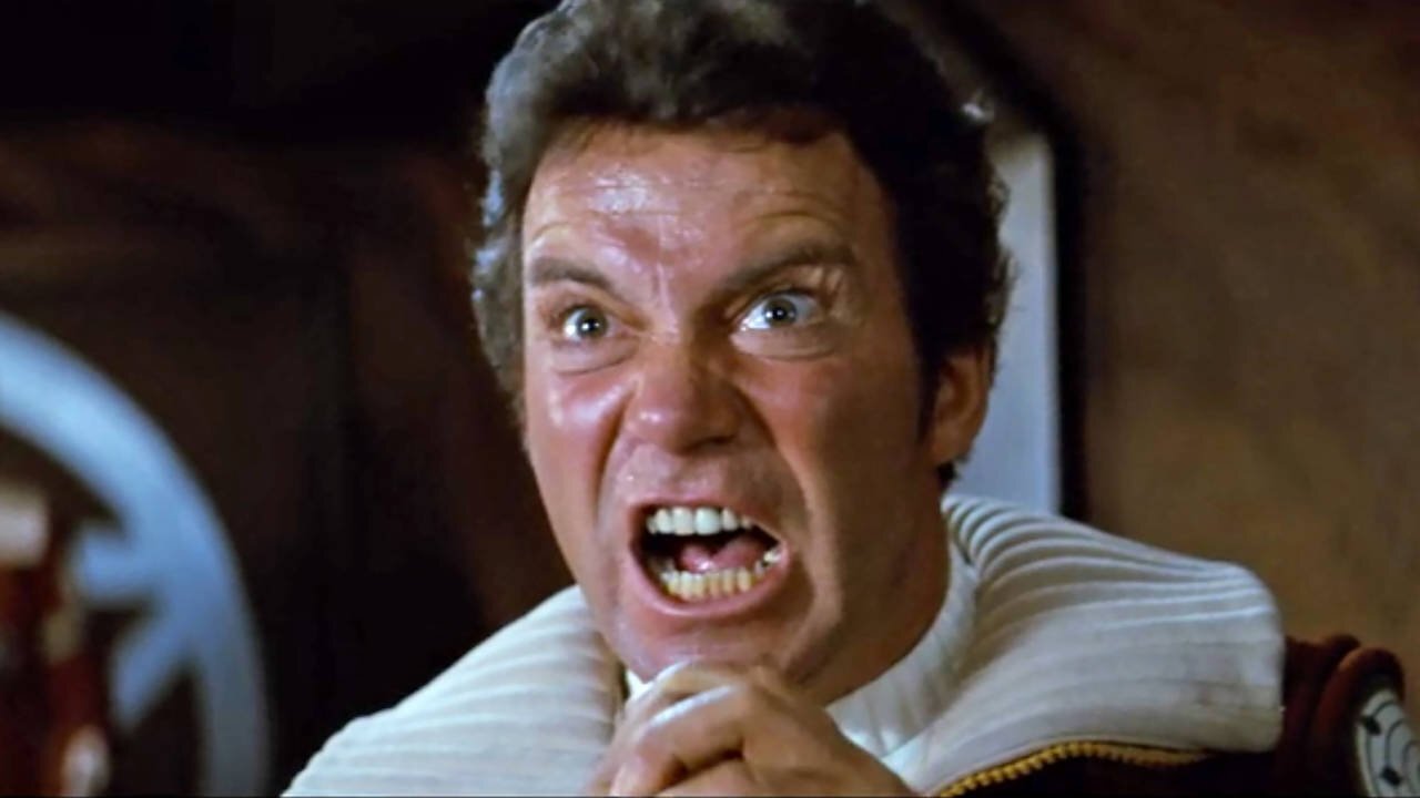 William Shatner als James T. Kirk in Star Trek: Der Zorn des Khan