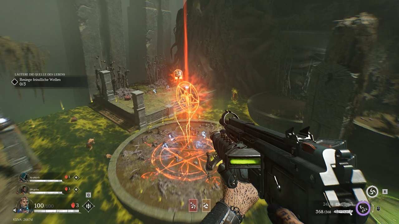 Quake 3 lässt grüßen: Mit Sprungpads hüpfen wir in vielen Arenen kreuz und quer durch die Luft.