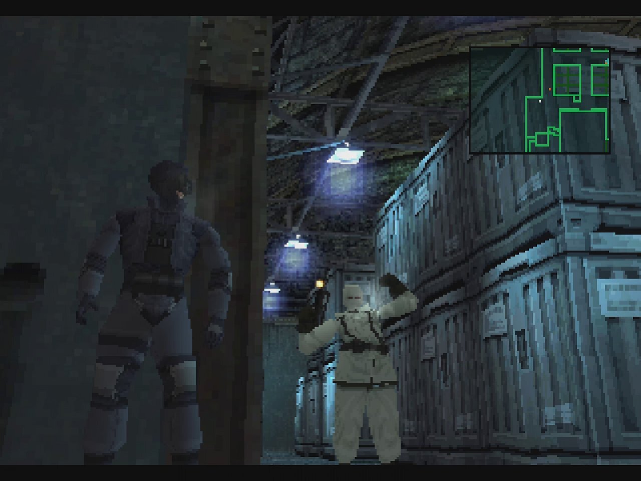 [13/12/2025] Metal Gear Solid strotzt vor Detailreichtum. Hier gähnt die Wache gerade, schließt dabei die Augen und wird deswegen auch ohne Sichtkegel auf dem Radar angezeigt.