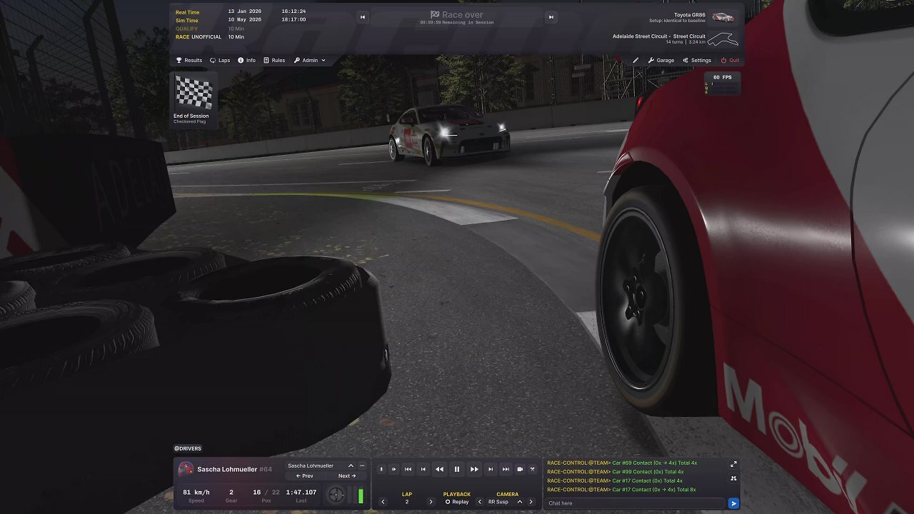[16/01/2026] Wie erstklassig die Fahrphysik in iRacing funktioniert, erkennt man unter anderem an bestimmten Replay-Kameras.
