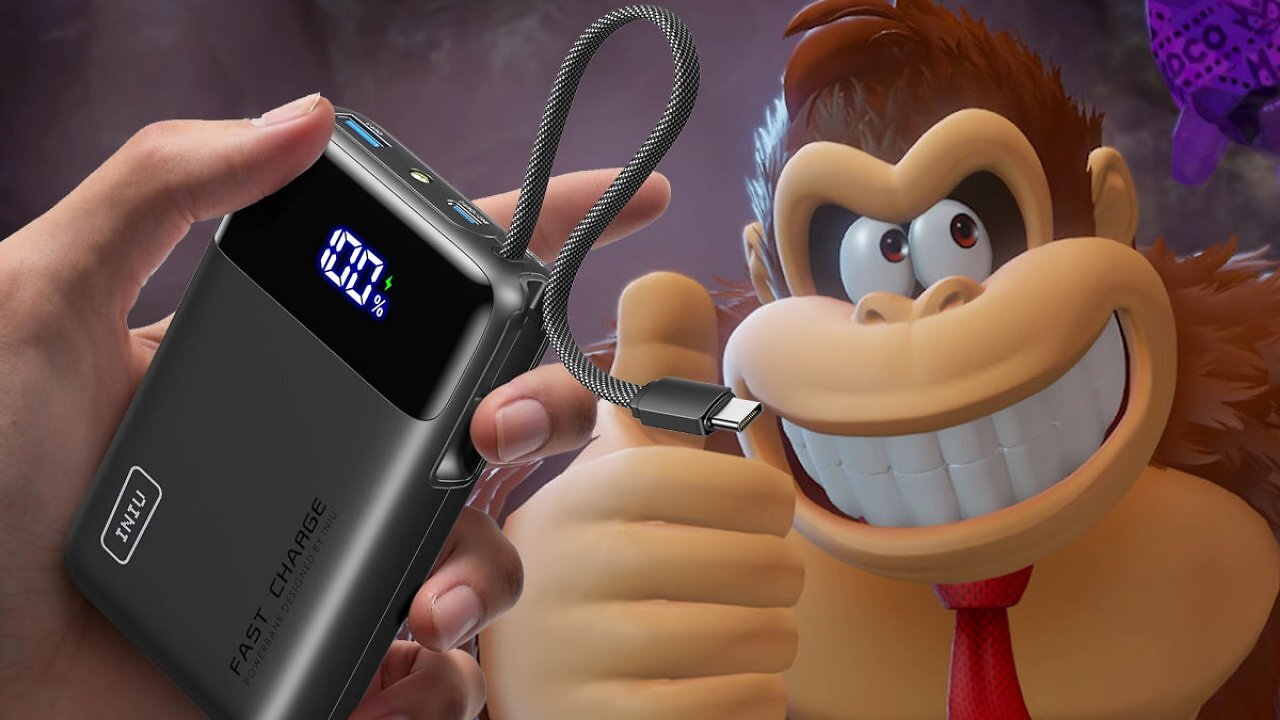Sorglos-Paket - nicht nur für Switch 2: Kompakte Powerbank 20.000 mAh mit integriertem USB-C-Kabel im Sonderangebot