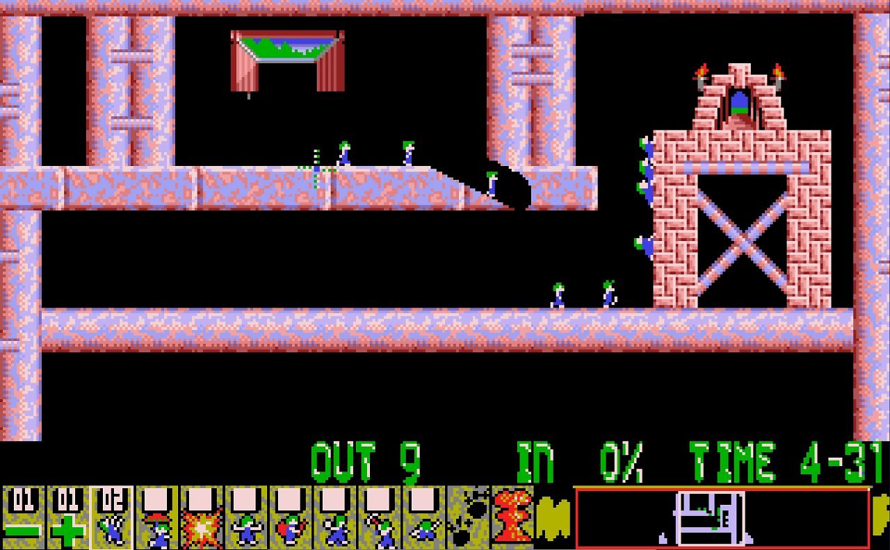[03/02/2026] Obwohl Lemmings vollständig in 2D dargestellt wird, ist das Leveldesign stark vertikal ausgerichtet. Immer wieder müsst ihr euch nach unten hindurchbuddeln oder Wände emporklettern.