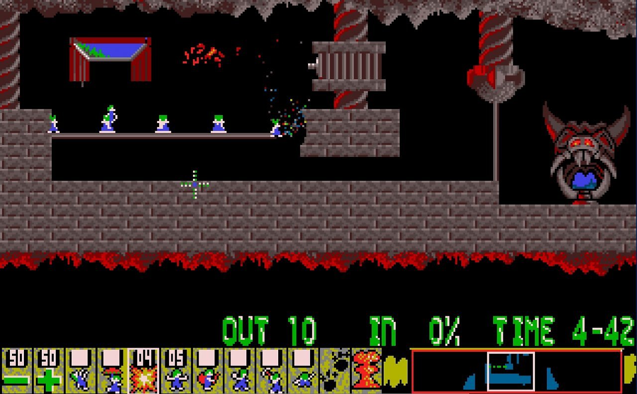 [03/02/2026] Manchmal muss man auch Lemmings opfern. In diesem Level gibt es keine Digger, weshalb ihr einige der grünhaarigen Kollegen sprengen müsst.&nbsp;