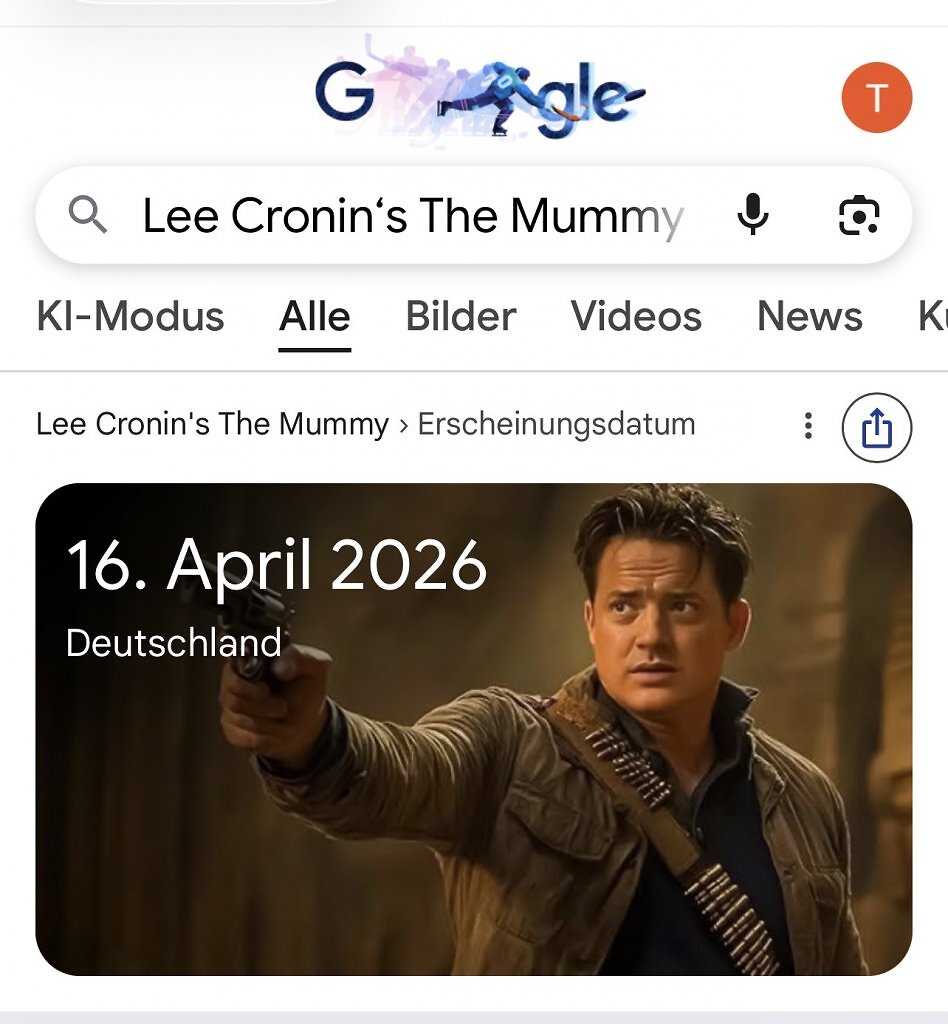 Screenshot der Google-Suche nach dem Kinostart von The Mummy (2026)