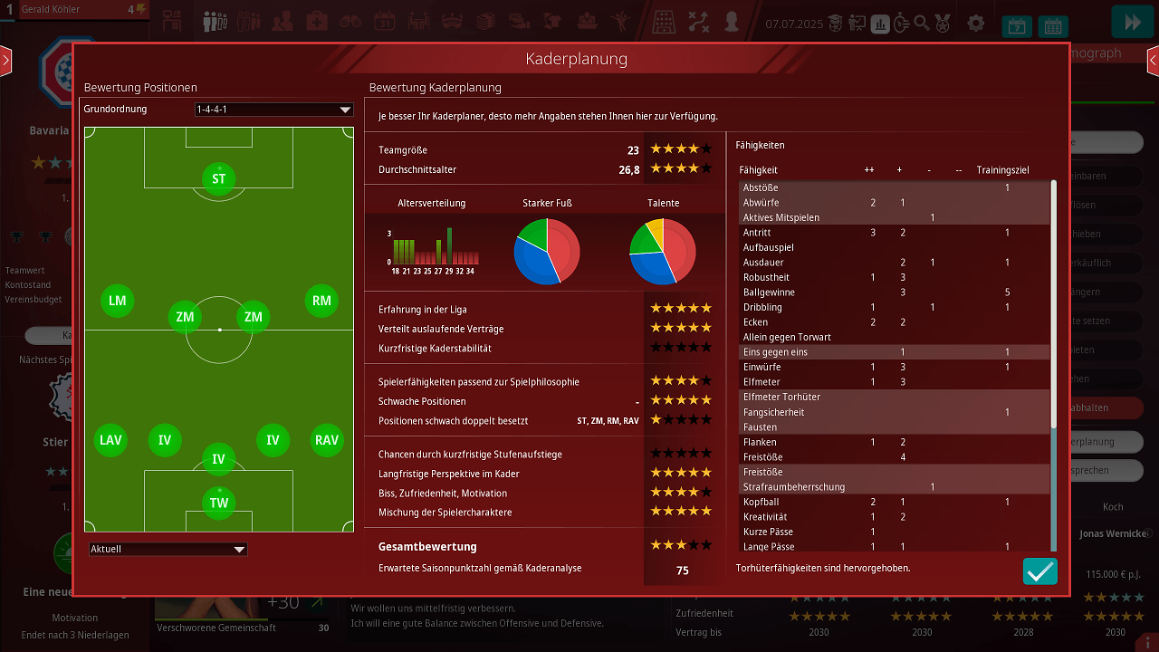 [25/03/2026] Planung des Kaders in We Are Football 2027.