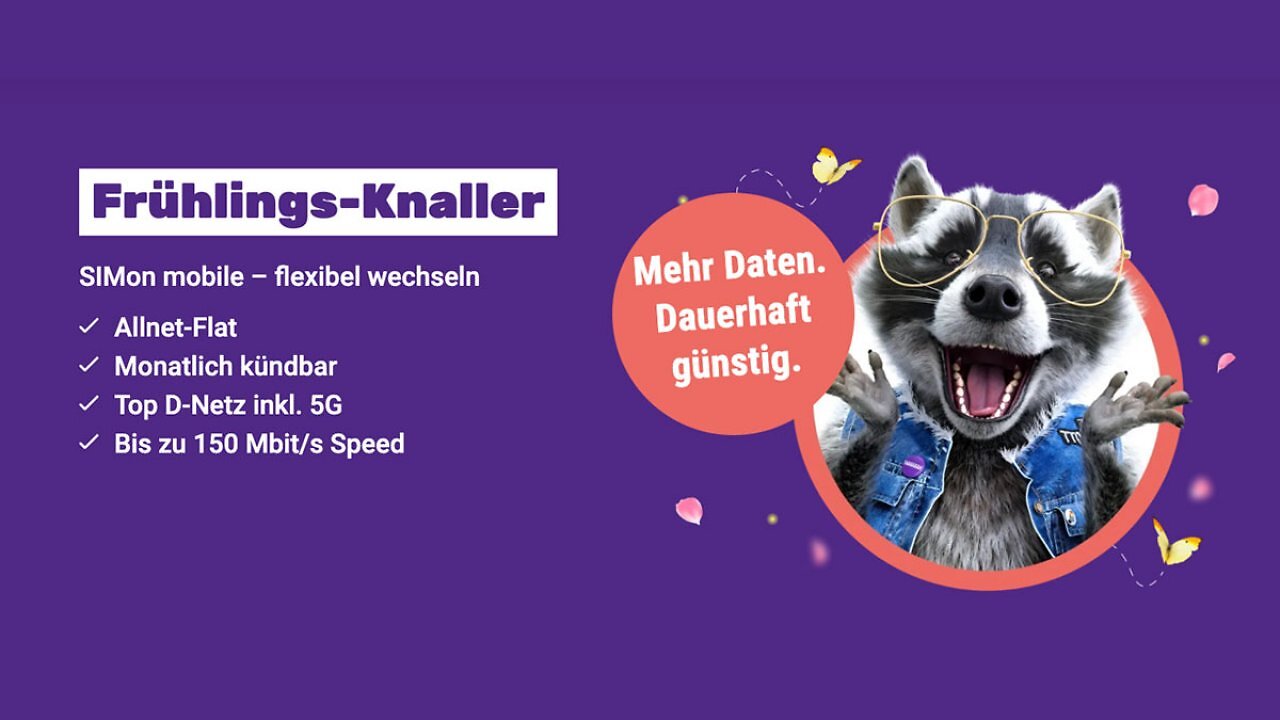 50 GB ab 9,99€: Monatlich kündbare D-Netz-Tarife bei SIMon - mit unseren Gutschein-Codes gibt's noch mehr Datenvolumen