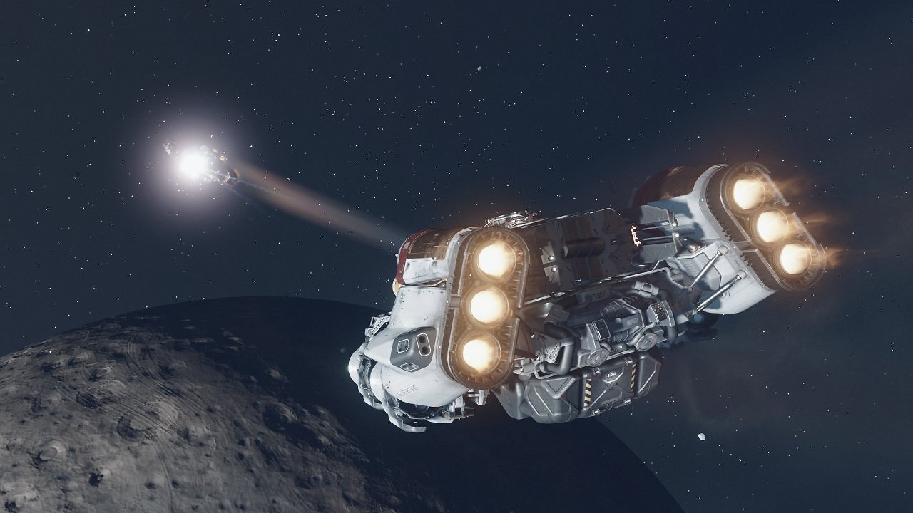 Ein Raumschiffkampf in Starfield.