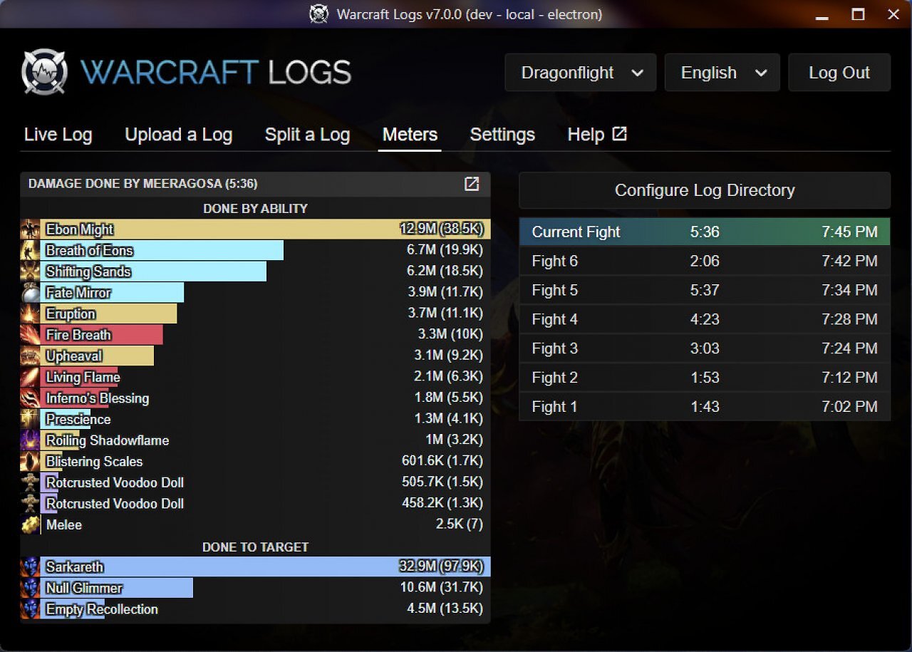 [11/05/2026] Warcraftlogs zeigt unter anderem den beigesteuerten Schaden von Verstärkung-Rufern korrekt an - auch das kann Blizzards Schadensmeter nicht.