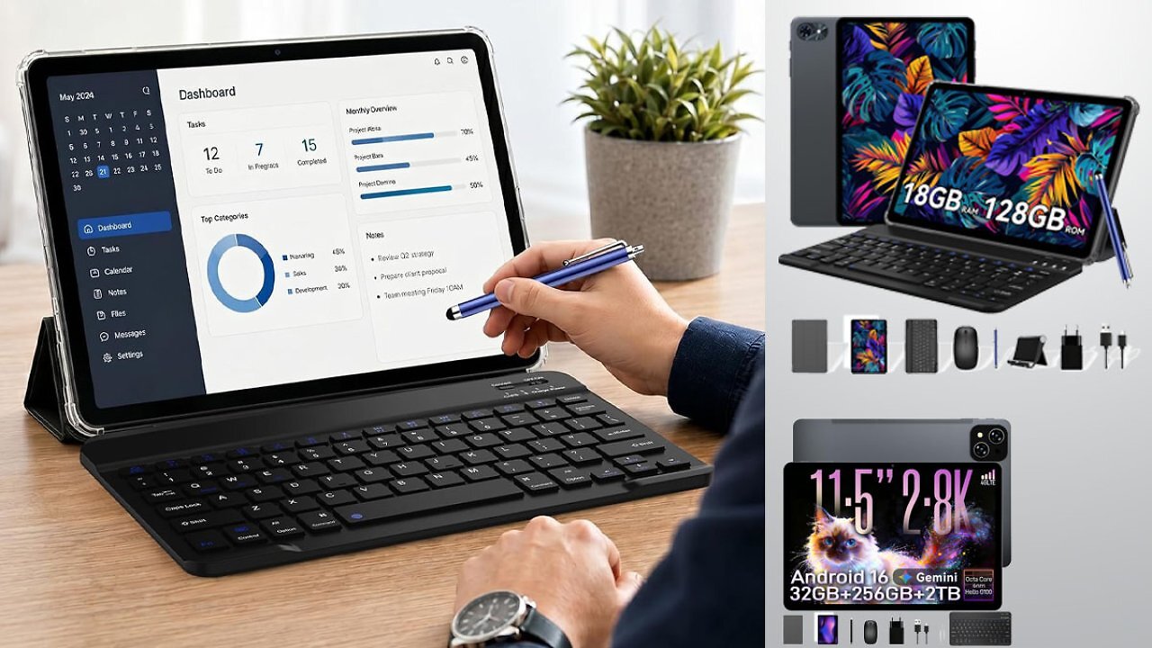 [09/07/2026] Bei Amazon nur 109,99€: Tablet-Laptop-Kombi mit Maus, Tastatur, Stift, Schutzhülle & mehr - solange Vorrat reicht