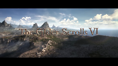Das The Elder Scrolls 6-Logo vor einer Bergkette.
