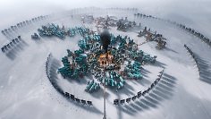 Eine Stadt in der Eiswüste von Frostpunk 2