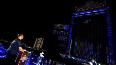 Beim Red Bull Tetris Event spielten die Finalisten auf einem 150 Meter großen, durch Drohnen visualisierten Spielfeld.