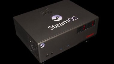 Baut eure eigene Steam Machine: Valve empfiehlt das sogar und hat jetzt SteamOS für Desktop-PCs veröffentlicht. Das Foto zeigt einen Mini-PC mit SteamOS-Logo.