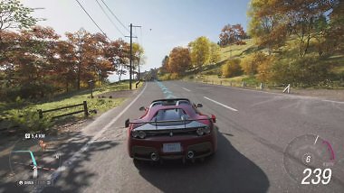 Forza Horizon 6 hat ein Spielstand-Problem, das jetzt behoben worden sein soll. Wer weiterhin Probleme hat, möge sich schleunigst an den Support wenden. Das Ingame-Bild zeigt einen Sportwagen auf einer Landstraße.