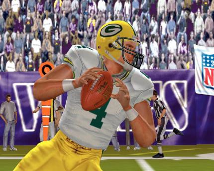 Trotz der Vorgänger-Grafik sind die Spieler immer noch sehr detailliert, hier etwa Star-Quarterback Brett Favre von den Green Bay Packers. 