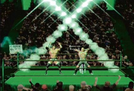 Die D-Generation X zieht mit Feuerwerk und rockigem Soundtrack in die Arena ein. 