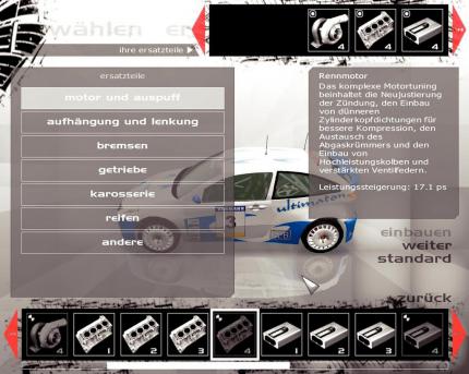 Wie beim VW: Den Tuning-Bildschirm haben die Entwickler komplett aus ihrem letzten Rennspiel GTI-Racing übernommen. 
