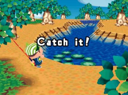 Nur ein dicker Fisch ist ein guter Fisch: Mit einem Charakter aus der kultigen Lebenssimulation Animal Crossing angeln Sie in diesem Minispiel. (Wii) 