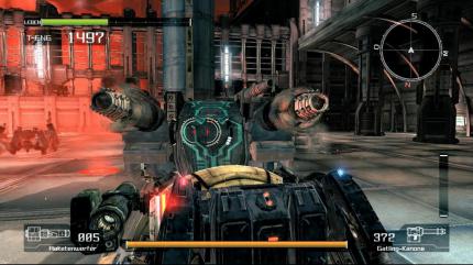 Am Ende jeder Mission wartet ein Zwischenboss. Nicht nur Monster, sondern auch Mechs wollen bezwungen werden. (Xbox360) 