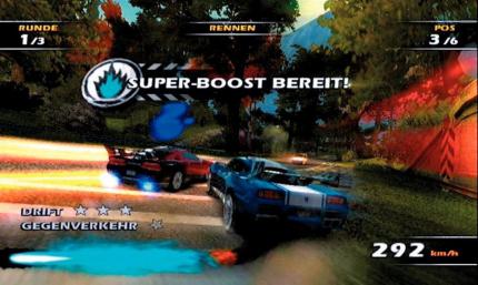 Erst wenn der Balken komplett gefüllt ist, können Sie den neuen Super-Boost zünden. Dieser ermöglicht lange Burnout-Serien. (PS2) 