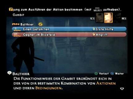 In diesem Menü stellen Sie das gewünschte Verhalten Ihrer Mitstreiter ein. (PS2) 