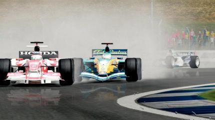 Maschinell: Die Markennamen auf den F1-Boliden erzeugen ein authentisches Flair. 