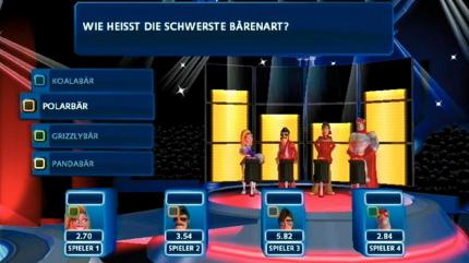 In der letzten Runde wird zunächst Ihre Punktzahl in Zeit verwandelt (siehe gelbe Balken), die dann bei jeder Frage abläuft. 