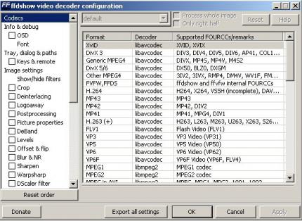 Die Einstellungen im Videodecoder
