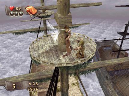 Auf dem Ausguck hauen wir Davy Jones’ Zombie-Piraten. Ob wir dabei als Jack Sparrow oder Will Turner unterwegs sind, macht spielerisch keinen Unterschied. 