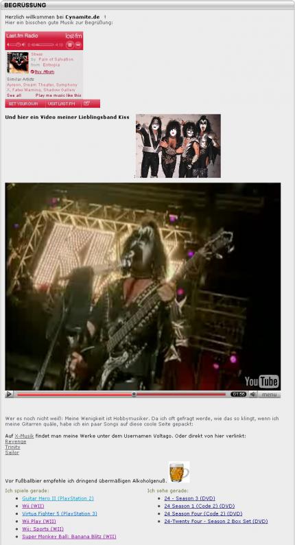 Beispiel einer Begrüßung mit Internetradio und Video