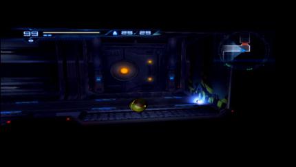 An dieser Stelle im Testzentrum öffnet eine Morphball-Bombe die Öffnung in der rechten Wand.
